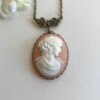 Lady cameo necklace, vintage inspired, large pendant