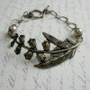 Lily of the valley bracelet, vintage inspired, nature jewelry, brass