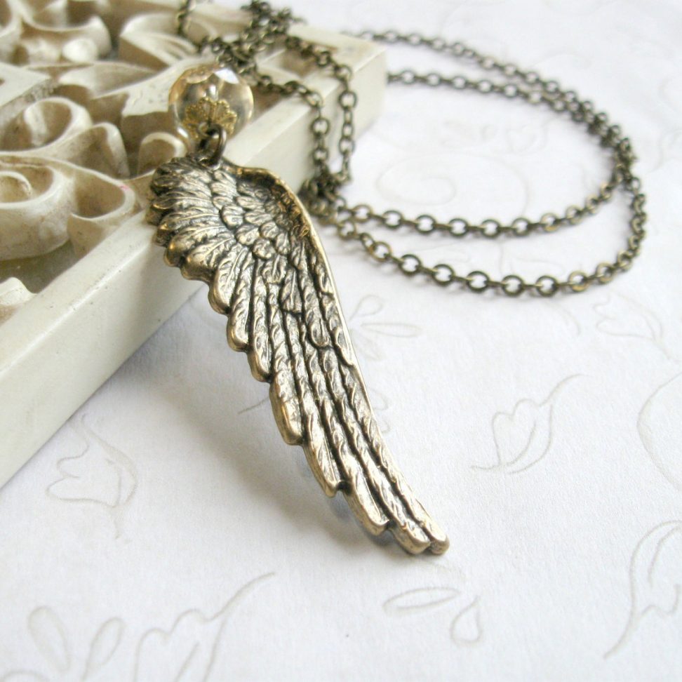 Wing pendant necklace, nature jewelry